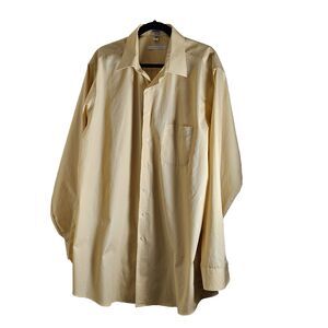 Geoffrey Beene Dress Shirt Mens size 18 37/38 Tall Wrinkle Free Yellow Button Up